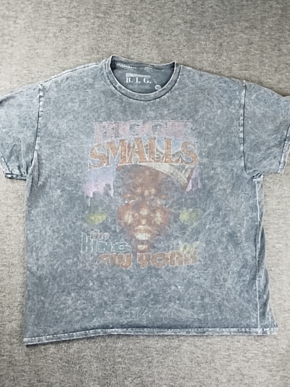 Washed Gray Biggie Smalls Graphic Tee Front And Back Print
